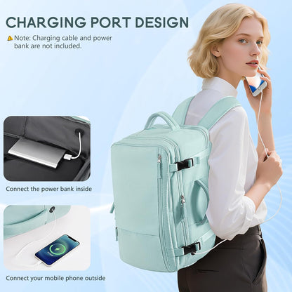 Beraliy Travel Backpack for Women, Airline Approved Bag, 16 inch Laptop Waterproof Hiking Backpack, Casual College Daypack, Weekender Bag, Mint Green