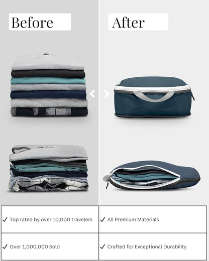 Compression Packing Cubes Set for Travel - Lightweight, Durable Clothes Organizer for Carry-On Luggage and Suitcases by TRIPPED Travel Gear