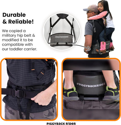 Piggyback Rider Hip Support Belt - Toddler Hiking Carrier’s Hip Belt for Backpack with Buckle Closure - Convenient Parent Support for Trekking, Parks, Events & Travel