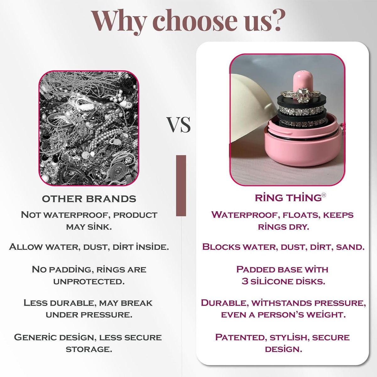 RING THING - Ring Holder Keychain, Jewelry Organizer and Storage, Portable Waterproof Ring Holder, Pill Box Keychain Container, Gym Accessory, and Travel Ring Case (Pink Confetti)