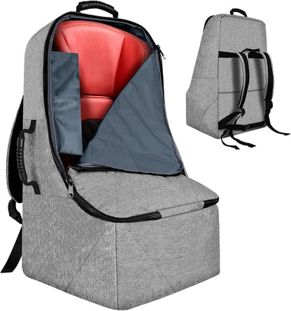 Padded Car Seat Travel Bag for Airplane, Heavy Duty Backpack for Air Travel, Water-Resistant Carrier with Shoulder Strap, Fits Most Car Seats (Grey)