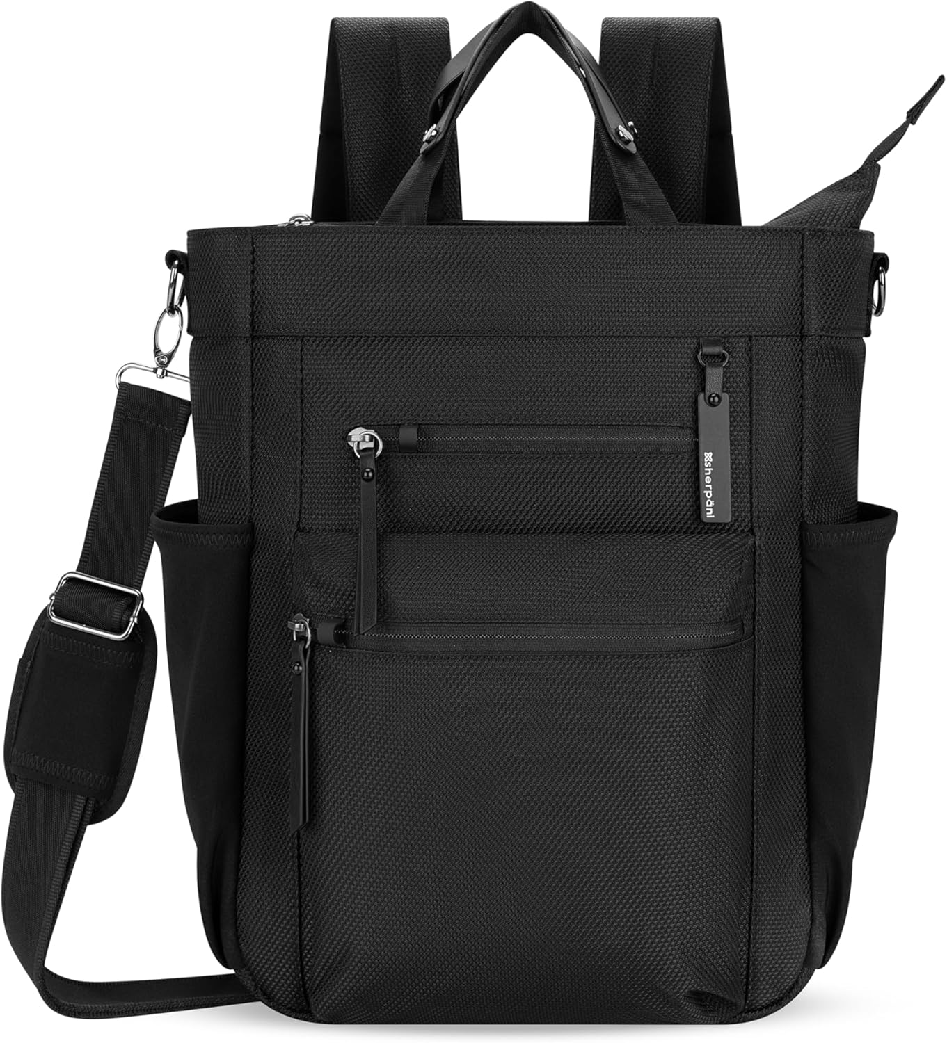 Sherpani Soleil, Anti Theft Convertible Backpack, 3 in 1 Tote Bag, Cross Body Purse, 18L Travel Backpack, Travel Gifts for Women, RFID Protection, Metal Hardware Fits 13” Laptop (Carbon)