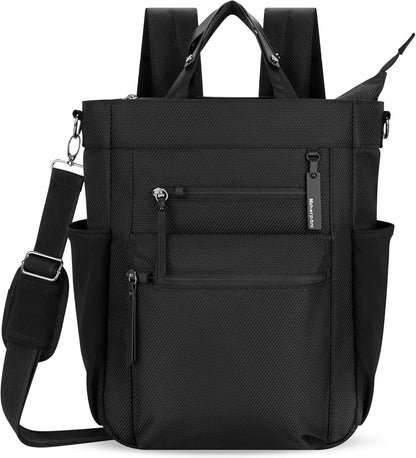 Sherpani Soleil, Anti Theft Convertible Backpack, 3 in 1 Tote Bag, Cross Body Purse, 18L Travel Backpack, Travel Gifts for Women, RFID Protection, Metal Hardware Fits 13” Laptop (Carbon)