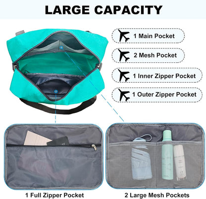 15 Inch Small Carry On Bags for Airplanes Spirit Airlines Personal Item Bag Underseat Foldable Travel Duffle Gym Bags for Women Men(20L,Teal)