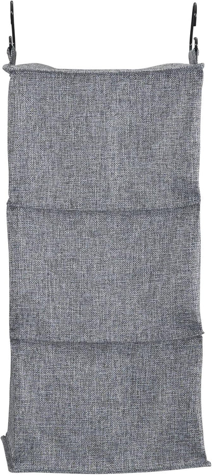 Household Essentials 3 Shelf Hanging Closet Organizer, Hanging Shelf with Hooks, Poly Linen and PEVA Shelving