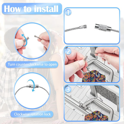 Boho Colorful Paisley 2 Pack Luggage Tag for Suitcase, Cute Unique Leather Bag Tags Identifiers Privacy Cover ID Label with Durable Steel Loop for Women Men Kids Girls Travel