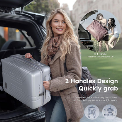 20-inch Carry On Luggage Airline Approved - PC+ABS Lightweight Suitcase with Built-in TSA Lock，Hard-shell Durable Rolling Luggage with USB Port