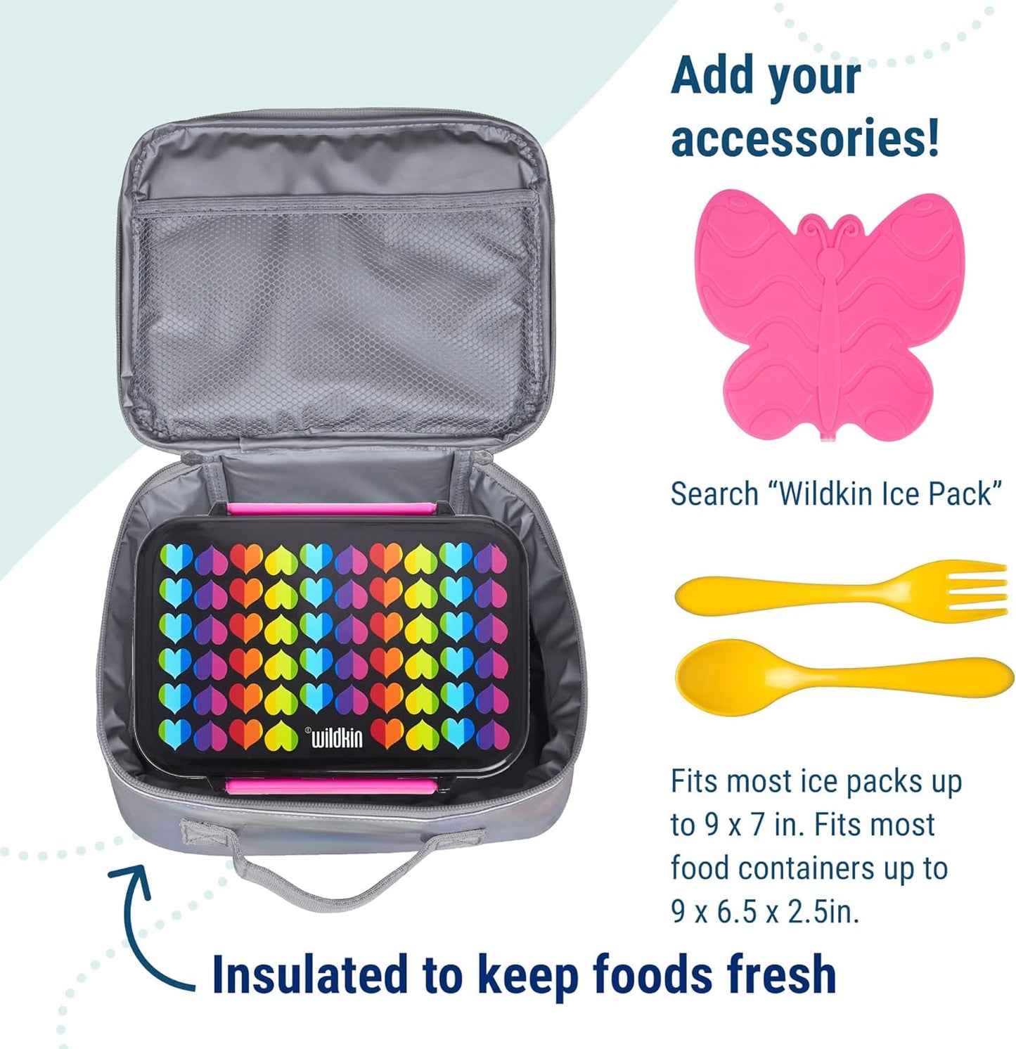 Wildkin Kids Insulated Lunch Box – Durable and Reusable for School & Travel - Holographic