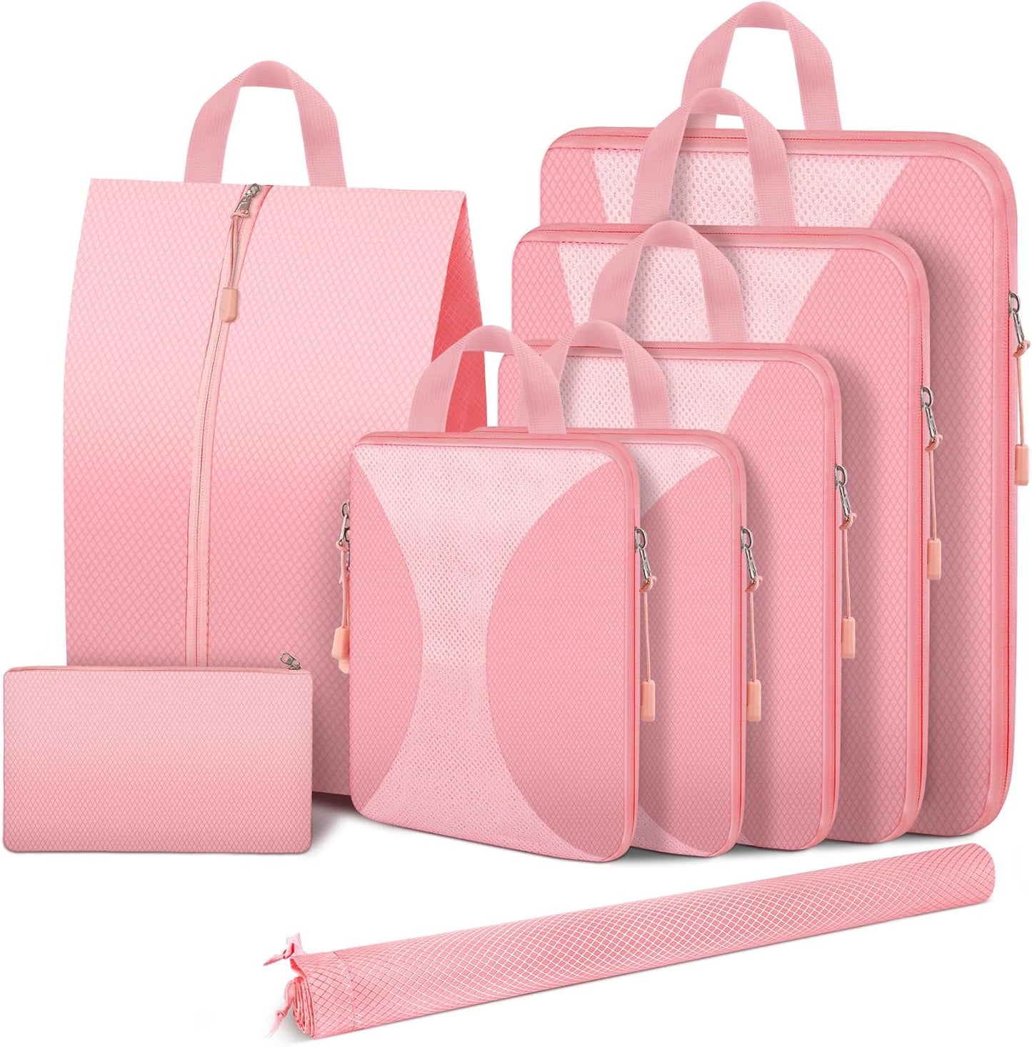 8 Set Compression Packing Cubes for Travel, Packing Cubes Compression Travel Accessories Expandable Packing Organizers for Carry on Luggage Suitcase (Gray)