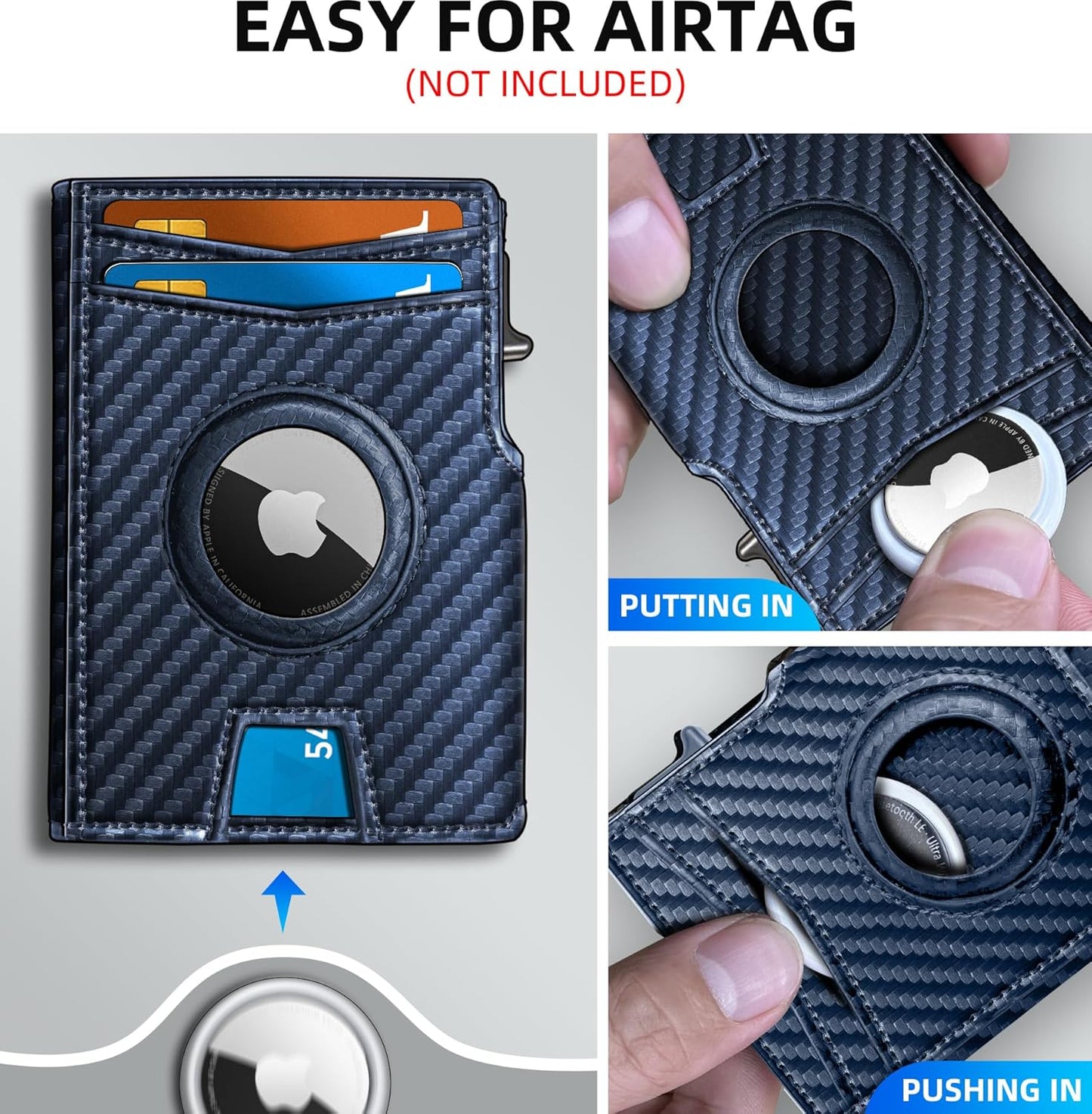 Airtag Wallet for Men,with Money Clip 10 Cards Metal Case Smart Slim Pop Up Credit Card Holder Flip with Magnetic Closure RFID Blocking wallet with Gift Box