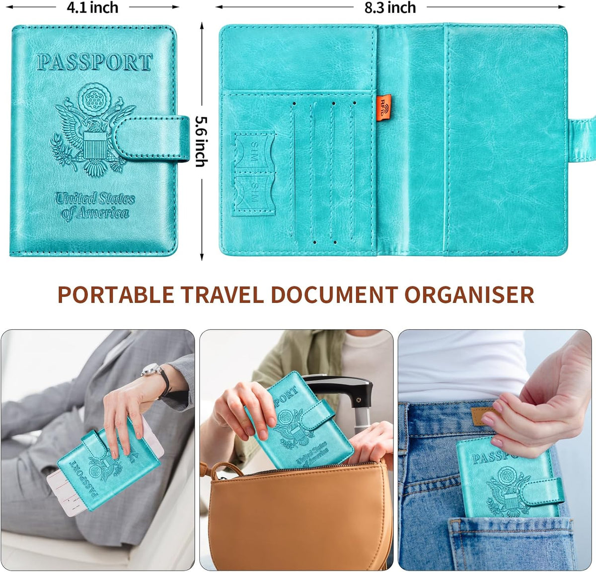 Herain Passport Holder for Travel Cruise Essentials, 2 Pcs Passport Cover Wallet Case Women Men Family, RFID Passports Book Card Holders Travel Accessorie Gifts Must Haves