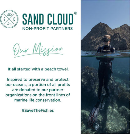 Sand Cloud Large Turkish Beach Towel - Sand Free - 100% Organic Turkish Cotton Yarn - Quick Dry Oversized Towel for Beach, Picnic, Blanket or Bath - As Seen on Shark Tank - Marine Bundle