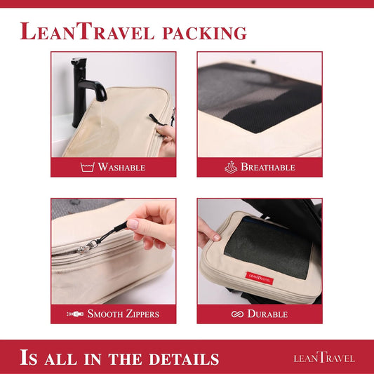 Compression Packing Cubes for Travel Organizers with Double Zipper, LeanTravel