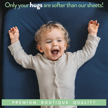 Pack and Play Sheets Fitted – Compatible with 4moms Breeze Plus Playard and Other Large Playpen Mattress – Snuggly Soft 100% Jersey Cotton – Mustard Yellow + Burnt Orange – 2 Pack