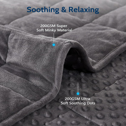 L'AGRATY Weighted Blanket for Adult - 60"x80" 20lbs Minky Dots Heavy Blanket with Glass Beads: Soft Breathable for All-Season Summer Fall Winter Thick Comfort for Sleeping