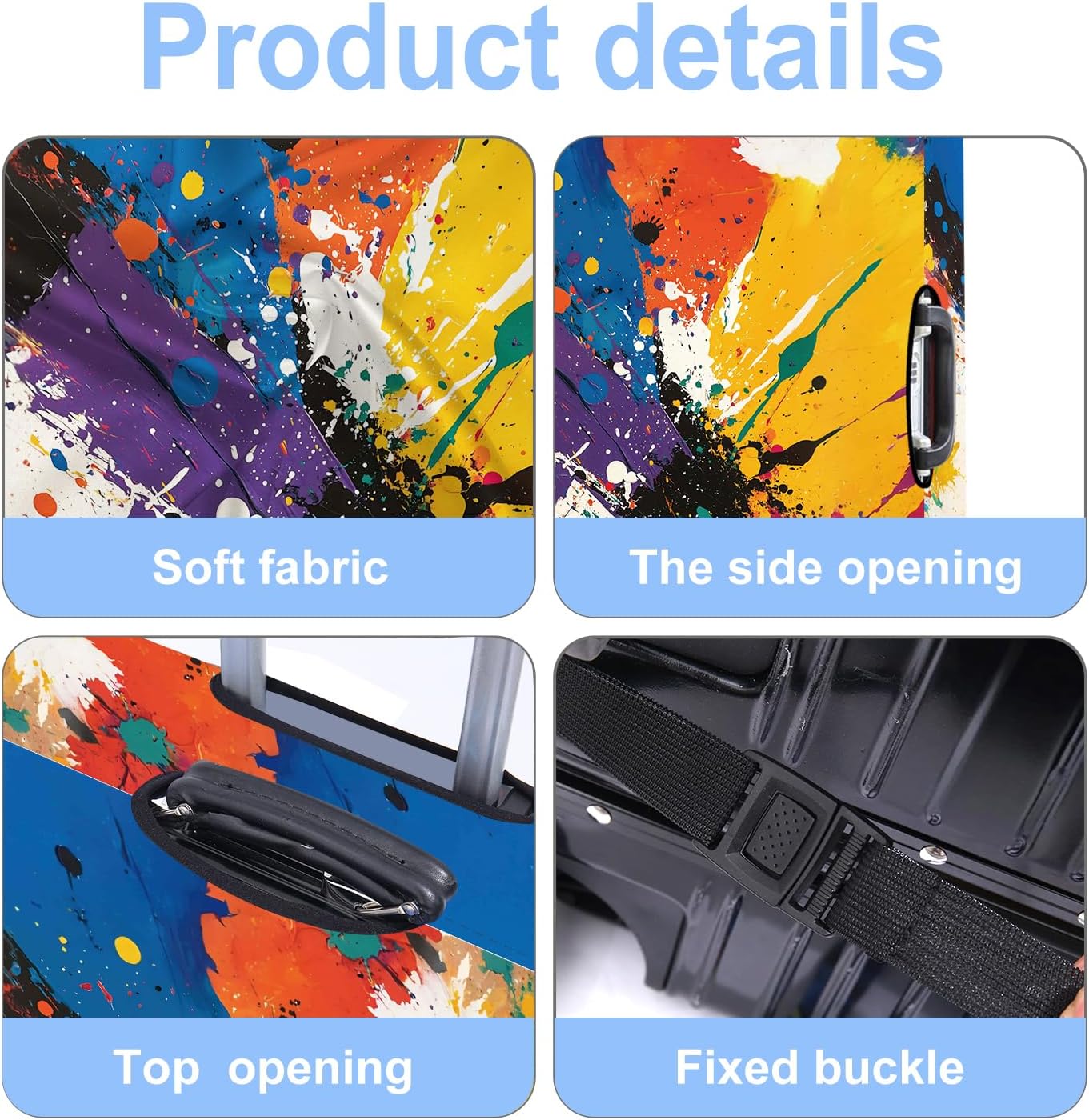 Luggage Cover Washable Suitcase Protector Anti-scratch Suitcase cover Fits 20-34 Inch Luggage (Watercolor, XL(32-34inch suitcase))