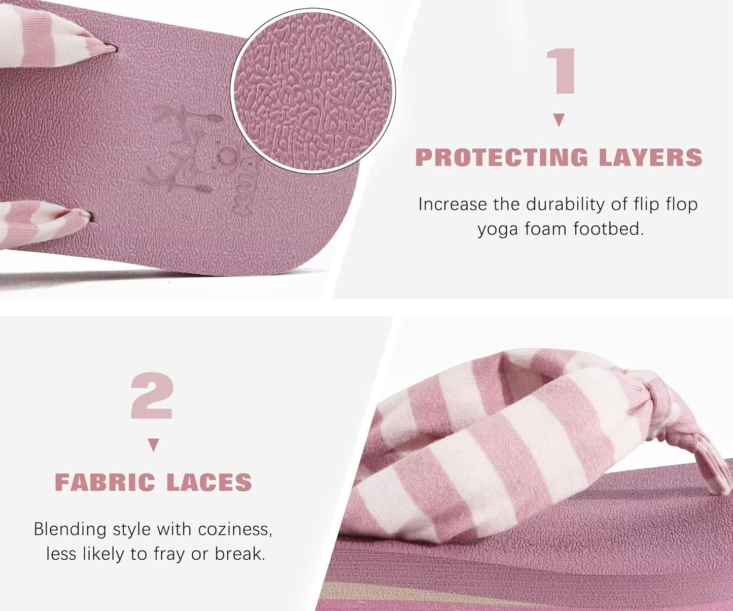 KuaiLu Flip Flops for Women with Arch Support Yoga Mat Comfortable Summer Beach Walking Thong Cushion Sandals Slip On Indoor Outdoor