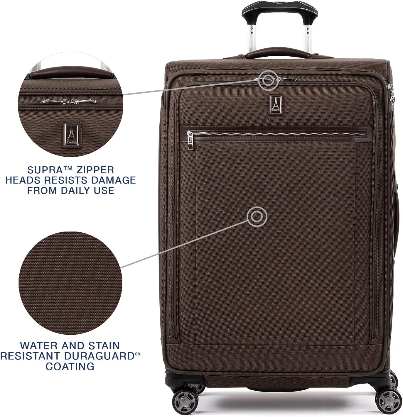 Travelpro Platinum Elite Softside Expandable Checked Luggage, 8 Wheel Spinner Large Suitcase, TSA Lock, Men and Women, Rich Espresso Brown, Checked Large 29-Inch