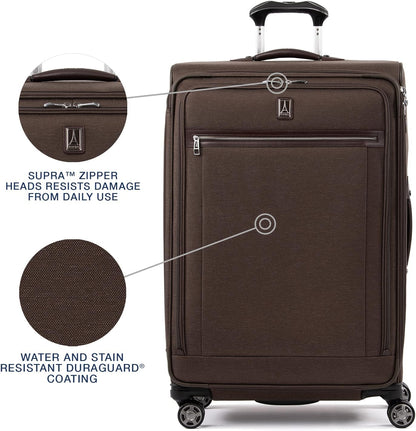 Travelpro Platinum Elite Softside Expandable Checked Luggage, 8 Wheel Spinner Large Suitcase, TSA Lock, Men and Women, Rich Espresso Brown, Checked Large 29-Inch