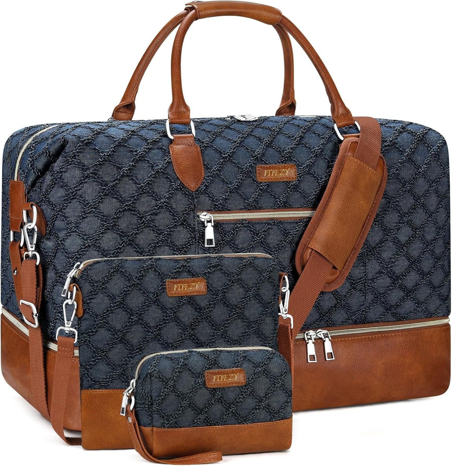 Weekender Bag for Women, Travel Duffel Bag Carry On Overnight Bag with Shoe Compartment Large Nylon Travel Weekend Tote Bag