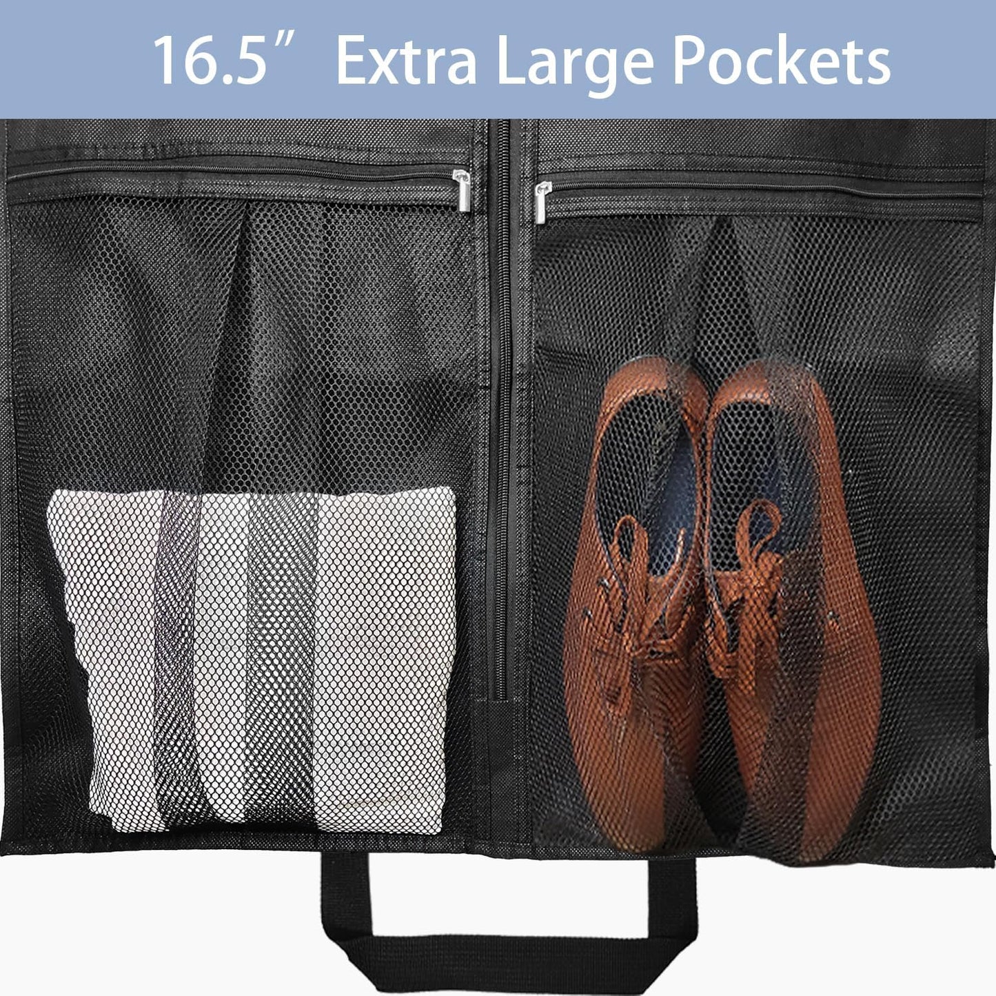 43" Heavy Duty Garment Bags Suit Bags Travel, Suit Holder for Hanging Clothes Storage, 6" Gussetes with Pockets and 2 Carry Handles, Clothes Cover for Coat, Dress, Jacket, Shirts, 3 Pack