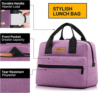 HOMESPON Insulated Lunch Bag for Women Men Lunch Box Cooler Lunch Tote for Work Picnic (Purple)