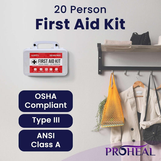 20 Person OSHA Compliant First Aid Kit for Businesses, Vehicles, Trucks, Construction Site - Type III, ANSI Class A Emergency Kit - 136 Piece Essential First Aid Supplies