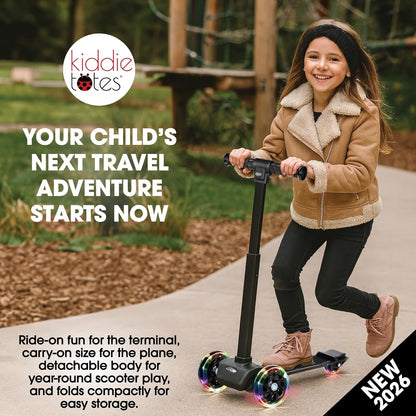 KIDDIETOTES Detachable 4-in-1 Scooter Luggage for Kids – Ride-On Suitcase with Removable Luggage Body, Adjustable Handlebar, Durable Deck & Brake, Carry-On Size – Travel & Play