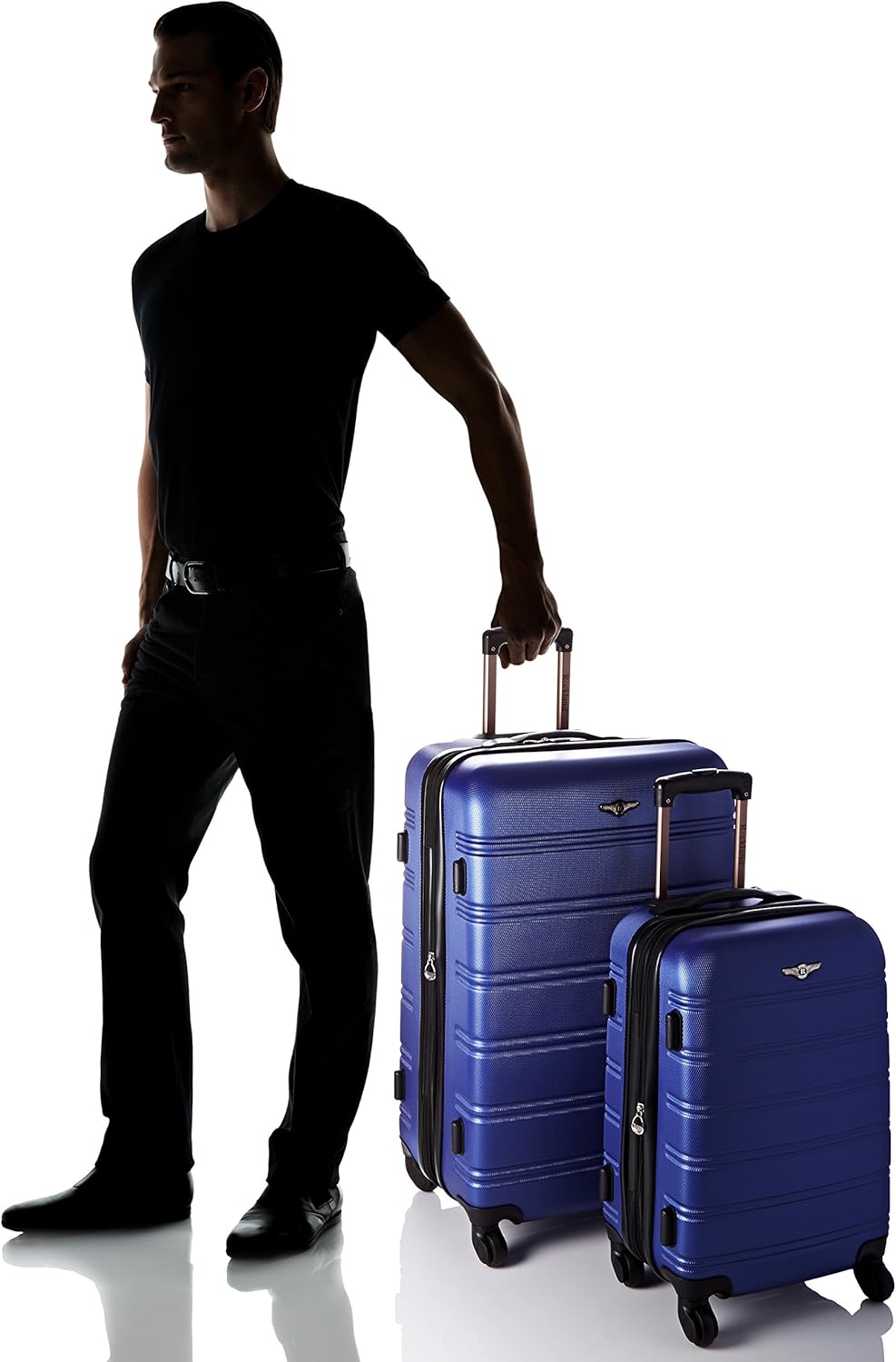 Rockland Melbourne Hardside Expandable Luggage with Spinner Wheels, Blue, 2 Piece (20/28)