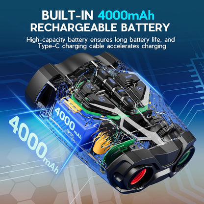 4K Night Vision Goggles for Adults,10X Zoom Night Vision Binoculars with 1000FT Infrared Range,4000mAh Rechargeable Battery,3.5" Screen,Include 32GB Card,Gift for Mens and Outdoor Enthusiasts