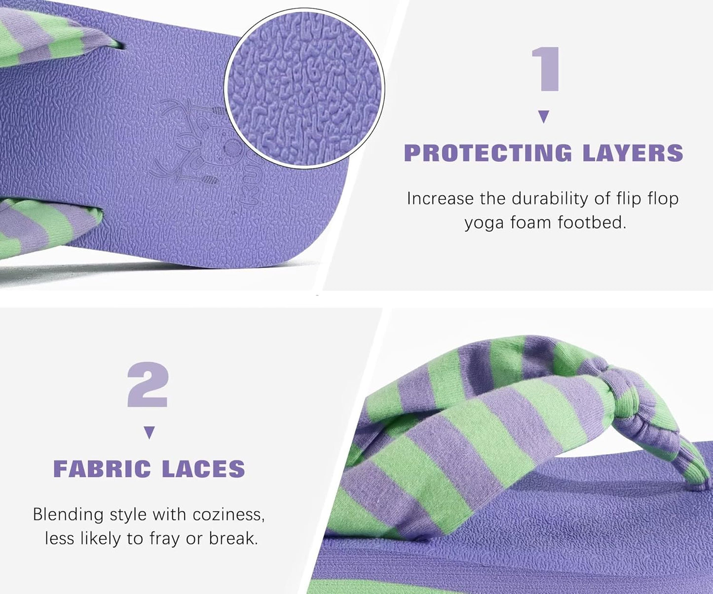 KuaiLu Flip Flops for Women with Arch Support Yoga Mat Comfortable Summer Beach Walking Thong Cushion Sandals Slip On Indoor Outdoor