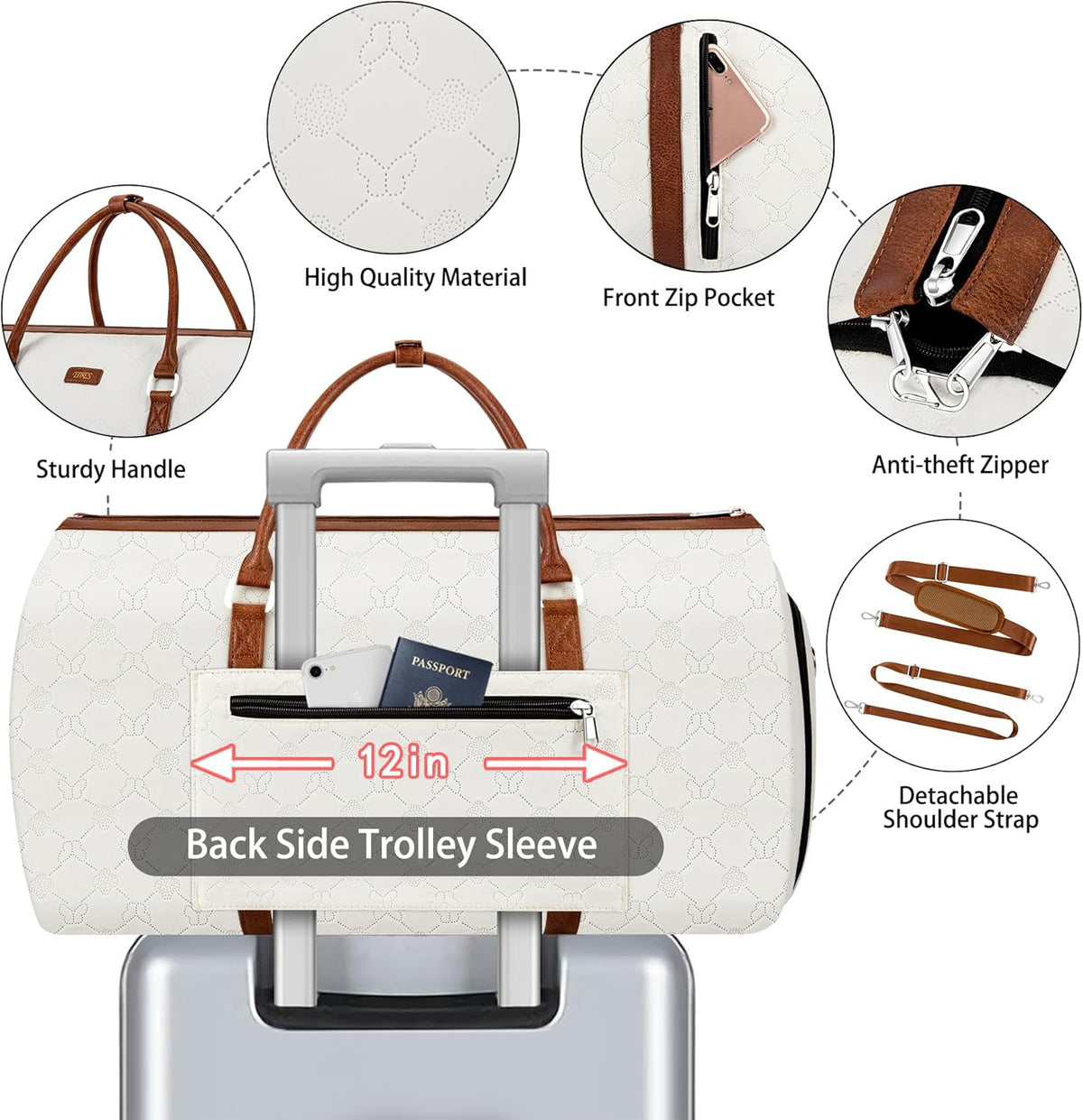 Convertible Garment Duffel Bag for Travel - Carry On Garment Bags With Toiletry Bag Large Weekender Bag for Men Women 2 in 1 Hanging Suitcase Suit Travel Duffel Overnight Bags 4pcs Set