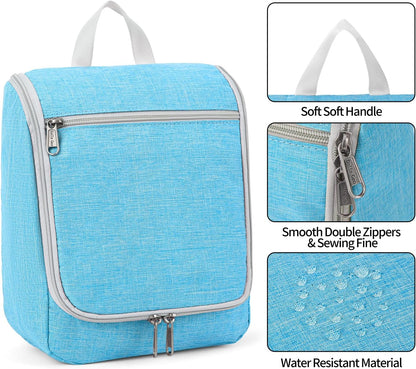 Della Gao Hanging Toiletry Bag for Men & Women, Portable Travel Cosmetic Makeup Bag Toiletries Organizer Kit, Water Resistant Bathroom Bag, Blue