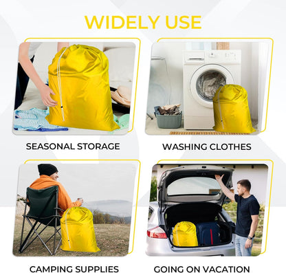 Laundry Bag with Locking Closure Drawstring – Extra Large Heavy Duty 100% Nylon, Large & Foldable Clothes Sack – Lightweight Dirty Laundry Organizer for Travel, Dorm, Gym – L 40" x H 50" (YELLOW)