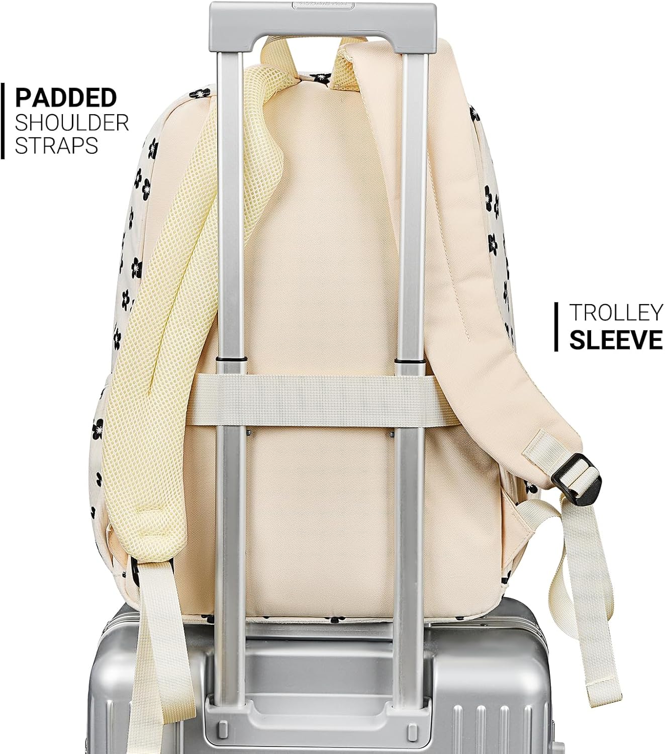 ZORFIN 26L Backpack for College, and Travel: Corduroy Bookbag - Floral