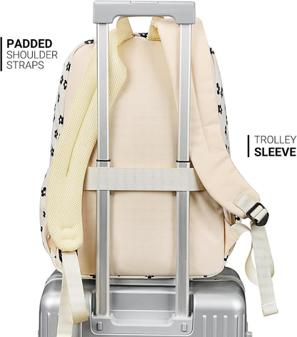 ZORFIN 26L Backpack for College, and Travel: Corduroy Bookbag - Floral