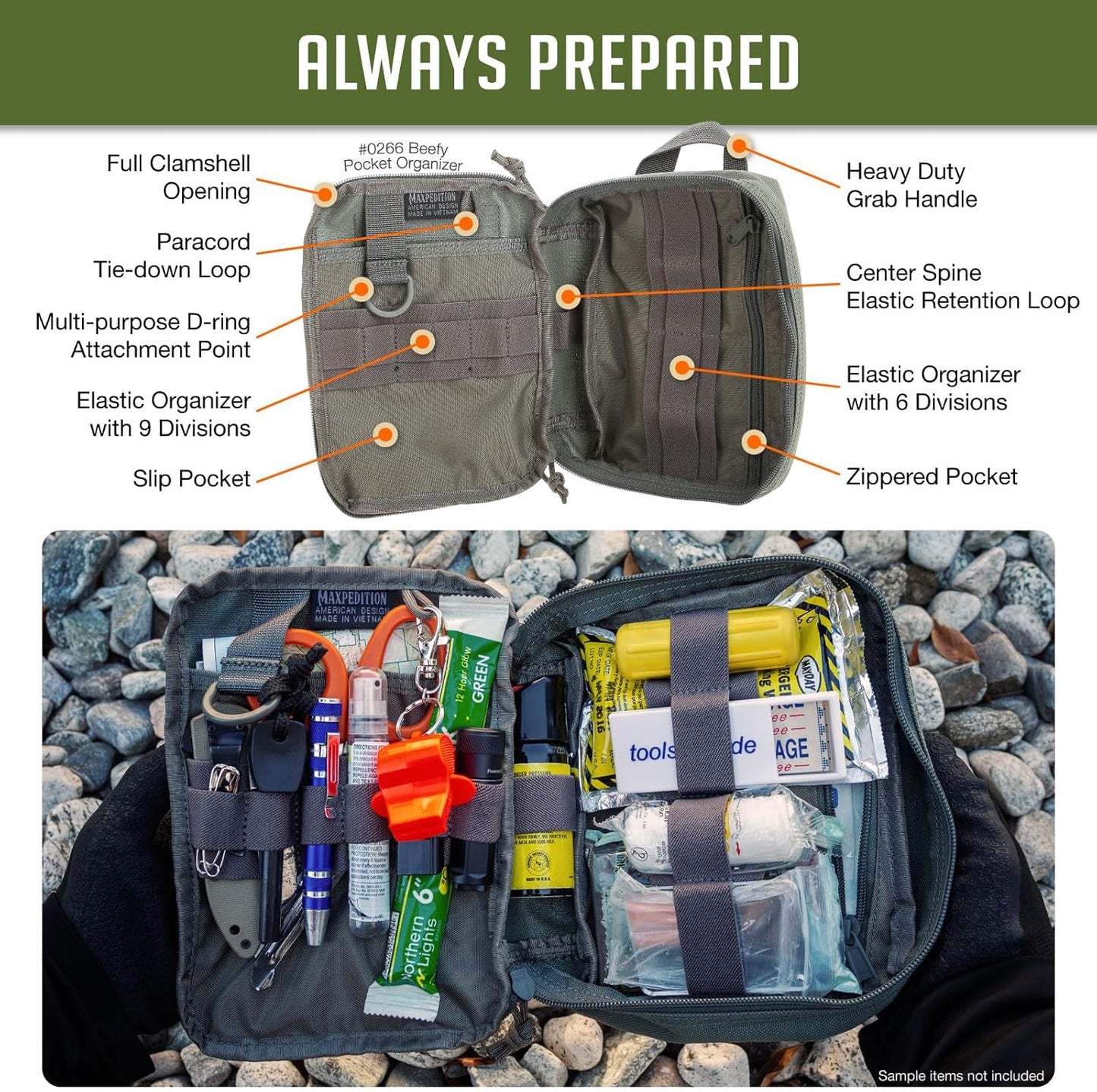 MAXPEDITION Beefy Pocket Organizer, Compact, MOLLE-Compatible, 1000D Nylon Tactical Pouch, Everyday Carry Tool and Gear Storage for Outdoor, Tactical, Survival, 0266