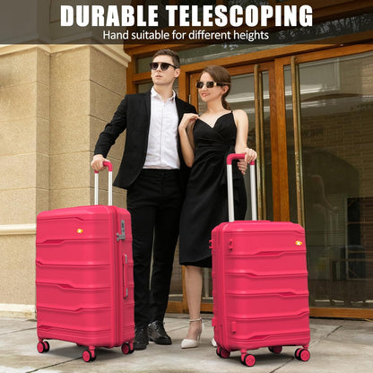 28 Inch Luggage with Spinner Wheels, Large Hard Shell Suitcase, Lightweight PP Luggages with TSA Lock, Checked-Large Suitcases 28-Inch, Red