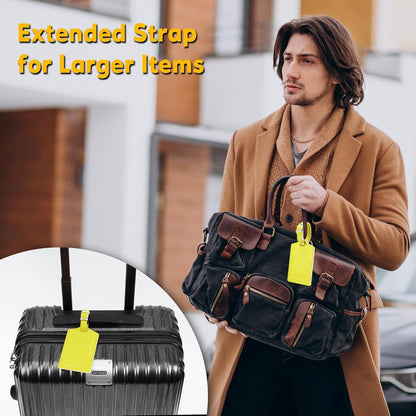 Travelambo Luggage Tags for Suitcases Faux Leather Privacy Protection 2 Pack Bag Tags Travel Accessories Essential, Light Yellow