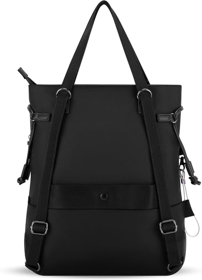 Sherpani Tempest, Anti Theft Convertible Backpack Tote, 14L Travel Backpack, Travel Gifts for Women, Handbags, RFID Protection, Metal Hardware, Fits 15” Laptop (No Sleeve) (Carbon)