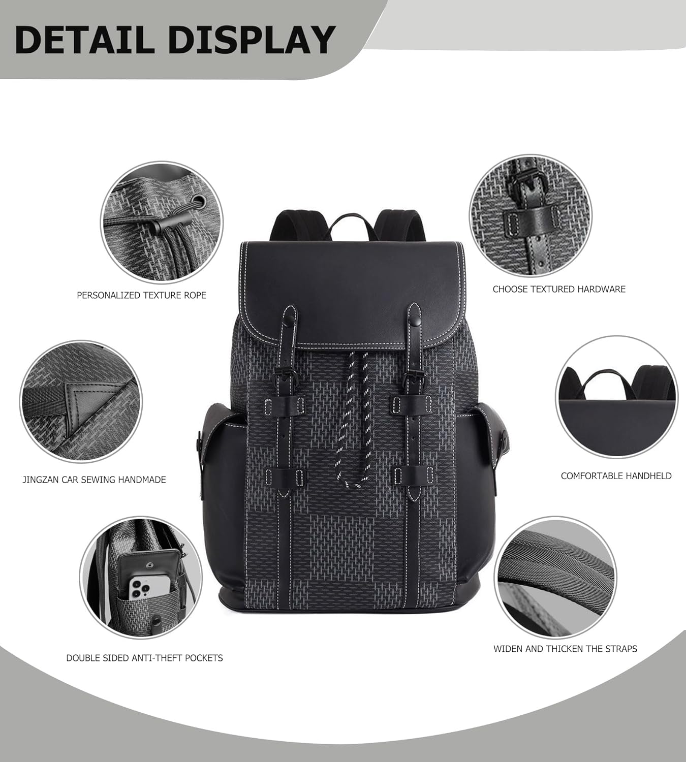 KingTo Laptop Backpack for Men Luxury Anti-Theft Travel Backpack Casual Business Waterproofing Computer Bag (A-Gray)