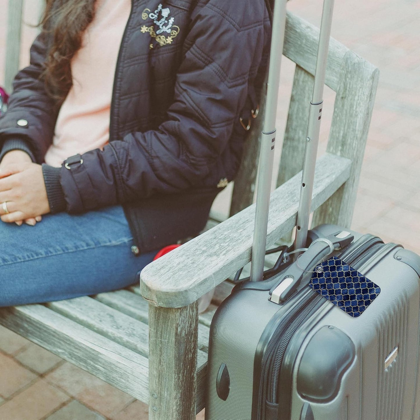 2 Pack Luggage Tag for Suitcase Arabic Mosaic and Mosque Window Shape Leather Suitcase Tags with Identifiers Privacy Cover Name Address Labels and Stainless Steel Loop for Teens Adults