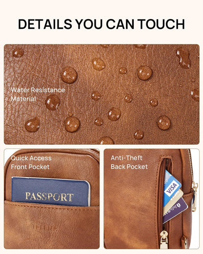 Telena Small Sling Bag for Women Leather Crossbody Fanny Packs Chest Bag for Women