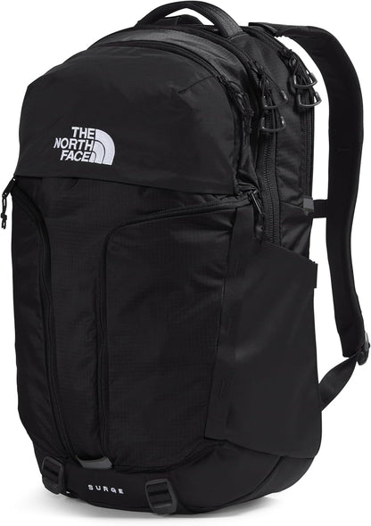 THE NORTH FACE Surge Commuter Laptop Backpack | Daypack with Water Repellent Finish, 16" Laptop Sleeve, Reflective Details, TNF Black/TNF Black-NPF, One Size