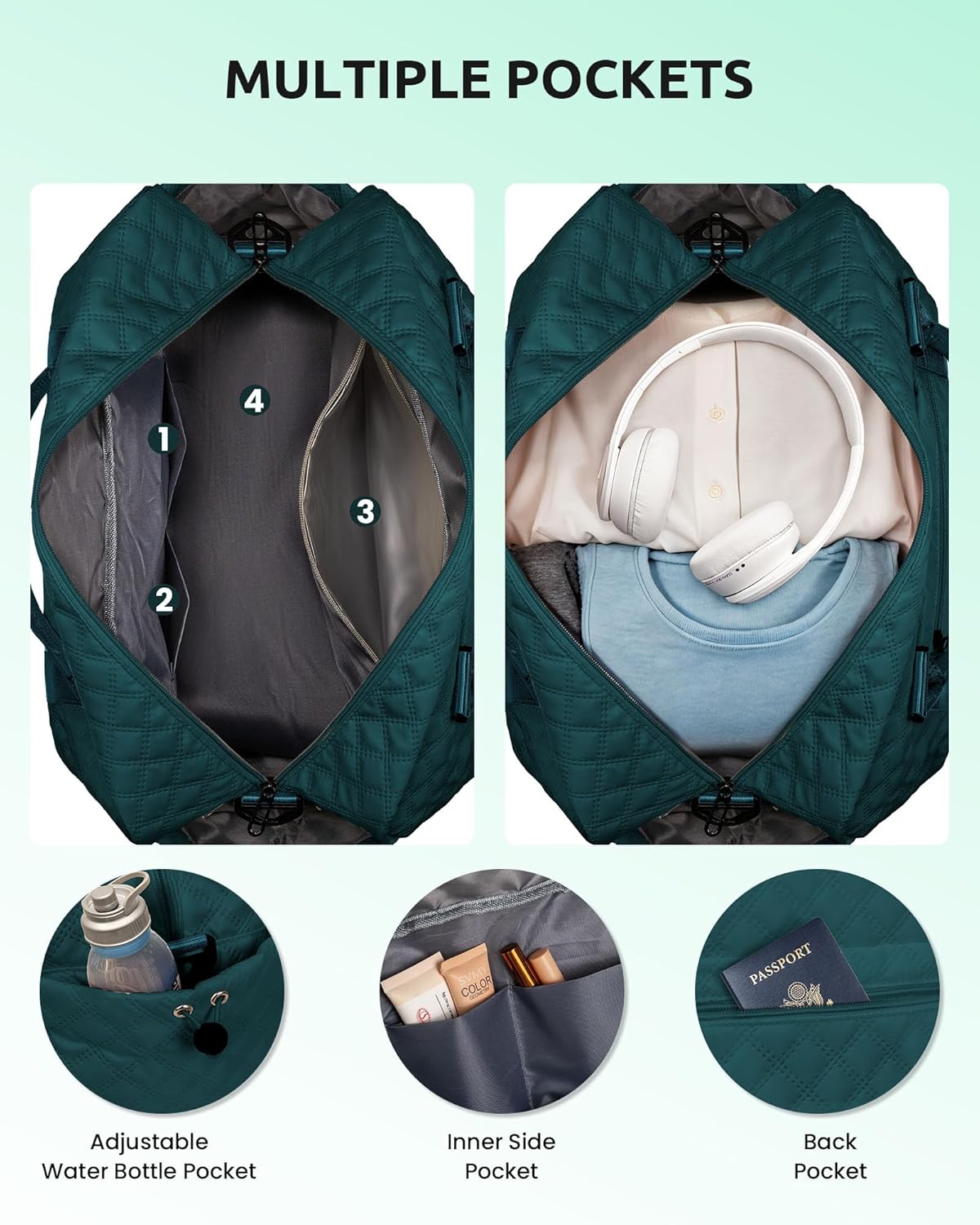 Womens Birthday Gift, Birthday Gift-Initial Travel Bag with Shoe Compartment, Personalized Weekender Bag, Monogram Overnight Bag for Women, Kids Duffel Bag with Makeup Bag (Letter Q)