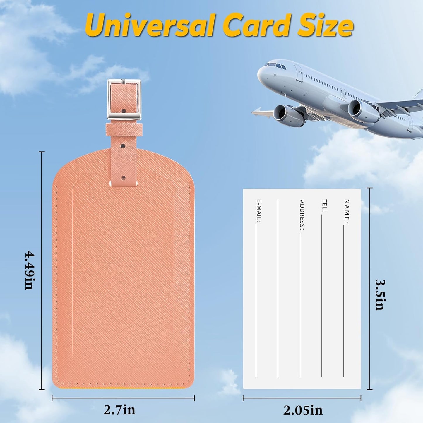 3 Pack Luggage Tags for Suitcases, TSA Approved Bag Tags, Baggage Tags with Privacy Protection, Travel Essentials Luggage Accessories, Rose Gold