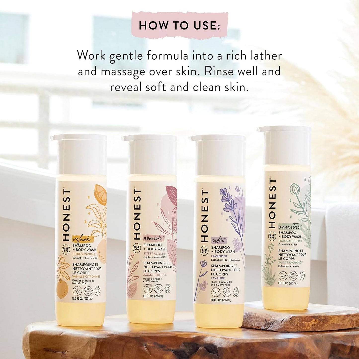 The Honest Company 2-in-1 Cleansing Shampoo + Body Wash for Sensitive Skin | Gentle for Baby | Naturally Derived, Tear-free, Hypoallergenic | Fragrance Free, 10 fl oz