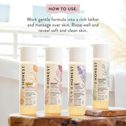The Honest Company 2-in-1 Cleansing Shampoo + Body Wash | Gentle for Baby | Naturally Derived, Tear-free, Hypoallergenic | Lavender Calm, 10 fl oz