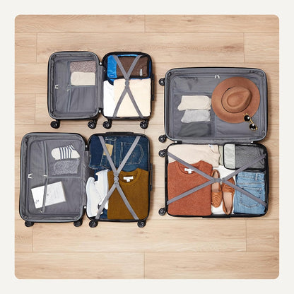 Amazon Basics 3-Piece Set (21", 26", 30"), Hardshell Suitcases With Wheels, Expandable For Up to 25% More Space, With Scratch-Resistant Surface, Four Multi-directional Wheels, Light Blue