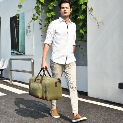 Litvyak Duffle Bag for Travel, 50L Canvas Travel Duffel Bags Overnight Weekend Gym Carry On Luggage Bag for Men & Women(Army Green)